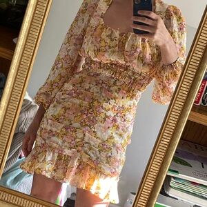 ASTR the Label Smocked Waist Ruched Dress